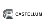 Castellum-logotyp med stiliserad cirkelsymbol och företagsnamn i grått