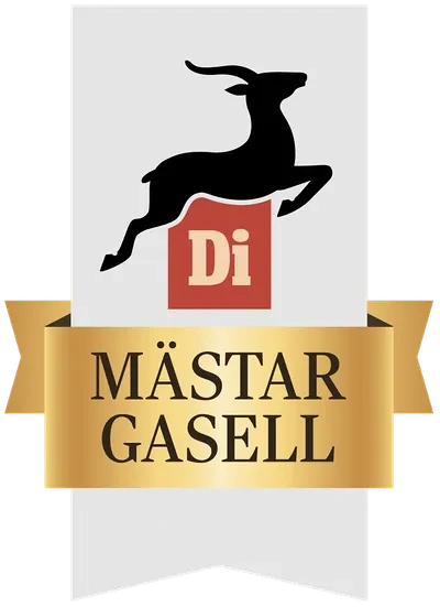 Di Mästar Gasell-utmärkelse med hoppande gasell på banderoll